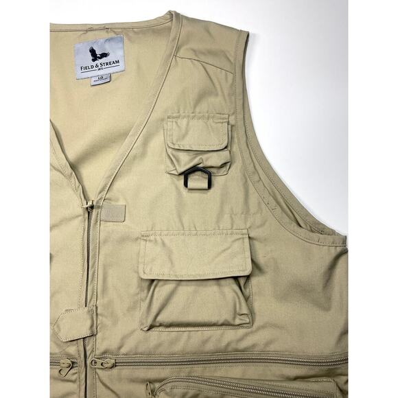 Field & Stream Sz L Fisherman's Vest Khaki Pockets Outdoors Lure Storage Tackle - Picture 6 of 10